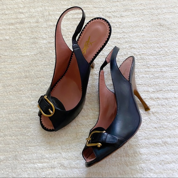 YSL black leather slingbacks - Picture 16 of 16